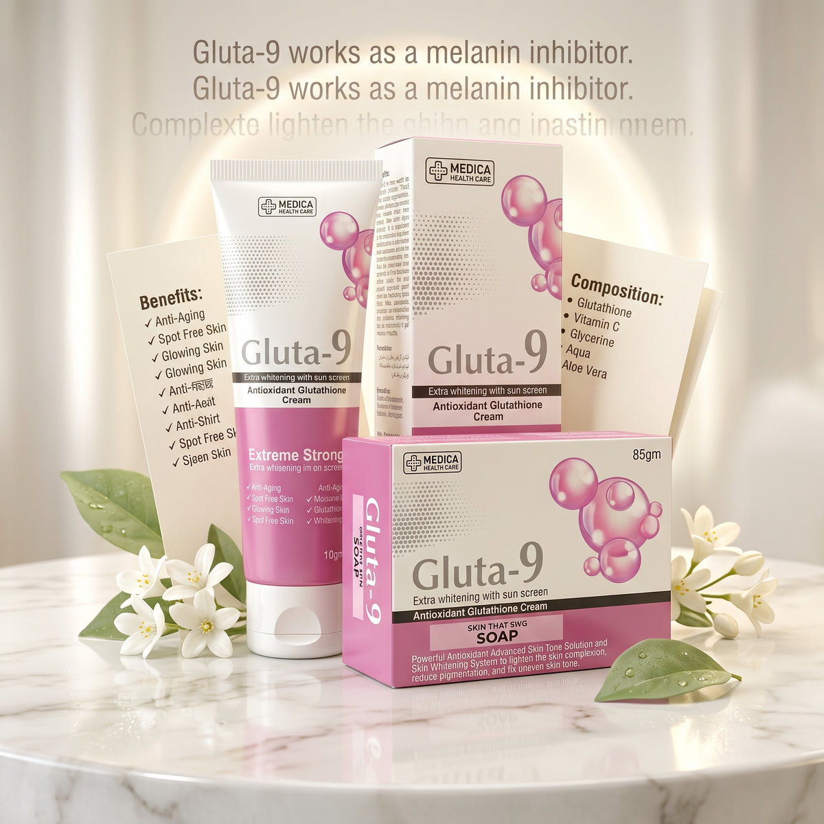 Gluta 9 Brightening Care Combo – Cream + Soap | 2-Piece Skincare Set