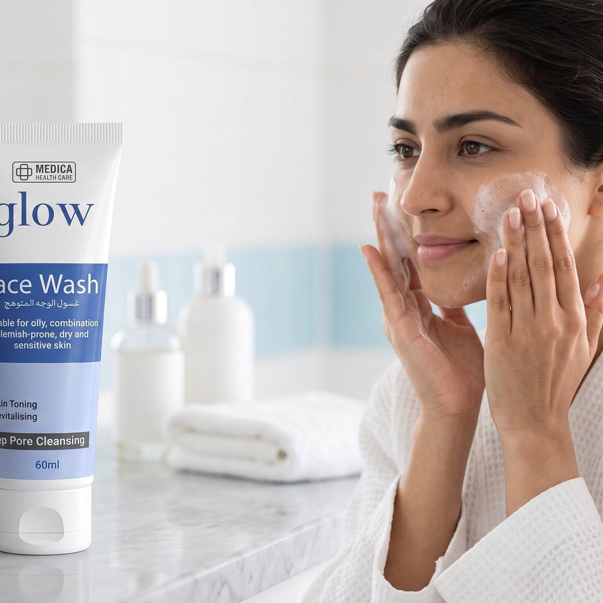 Glow Face Wash 60ml – Deep Pore Cleansing Face Wash for Oily, Combination & Blemish-Prone Skin